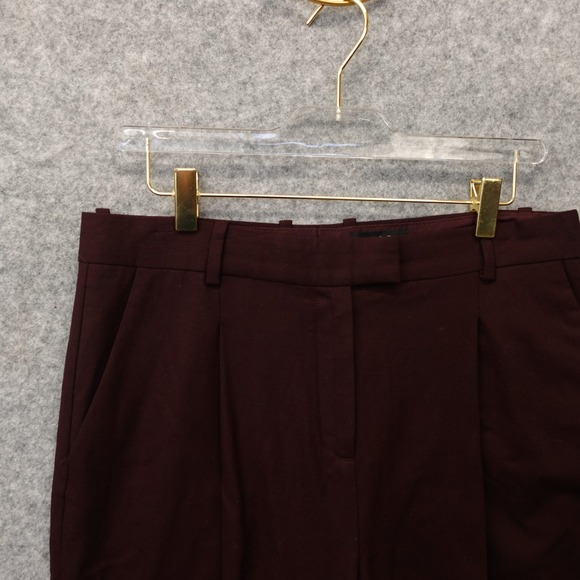 COS Wool Pleated Pants Womens 6 S Burgundy Stretch Cuffed Cropped Trousers 32x24 - Picture 11 of 14
